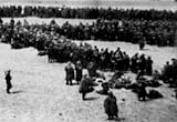 Troop queues on the beach
