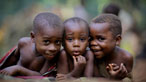 Tri plentyn o'r Bayaka © Timothy Allen