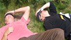The soundman and Derek having a rest
