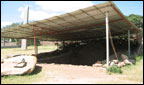 The covered hole where the obelisk will be returned to