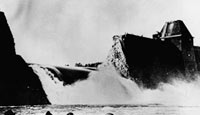 The Mohne Dam after it was bombed by 617 Squadron