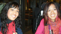 The twins relax in a bar