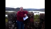 On the highest turret recording our script.