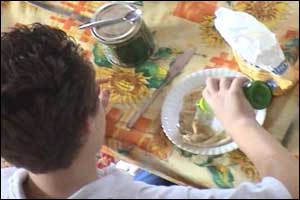 Boy eating a meal