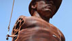 The Six Bells Miners' Memorial sculpture under construction