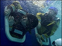 Underwater escape.