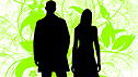 A silhouette of a man and a woman
