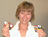 Mariko Francombe holding playing cards given to her by her cousin on her first trip to Japan