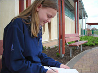 Alice writing