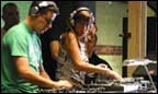 disc jockey at the turntables