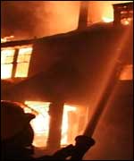 Building on fire