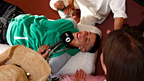 Dappy looks a bit unsure about trying out the gong massage