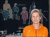 Iwona with her work
