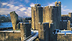 Castell Caerffili dan eira