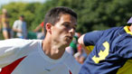Si Hill playing for Great Britain in the 2007 European Championships final.