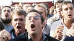 Demonstrating miners at the TUC Conference, Brighton, 1984