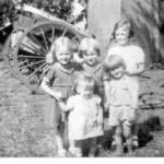 From left to right back row, Stella aged 7, Evelyn aged 6 Maisie aged 9, Front row Elizabeth aged 1 1/2, Jimmy aged 4.  They arrived in Kingston Seymour in Somerset, during October 1940.