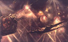 Illustration showing British bombers caught in German flak