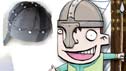 Eric wearing a Viking helmet