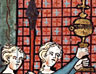 Illustration from a 14th century French illumination accompanying Chrétien de Troyes' 'The Story of the Grail'