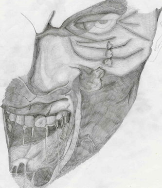 Grim face
