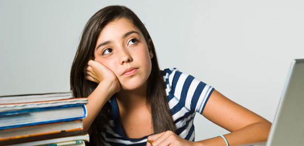 A girl revising