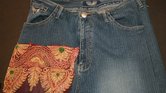Denim skirt with...