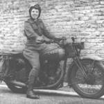 Private Joyce Sargeant W/120296 A.T.S.  (Royal Enfield '350 cc.)  Early 1945.
