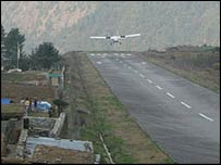 A plane taking off