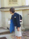 Kingsley on his first day at school